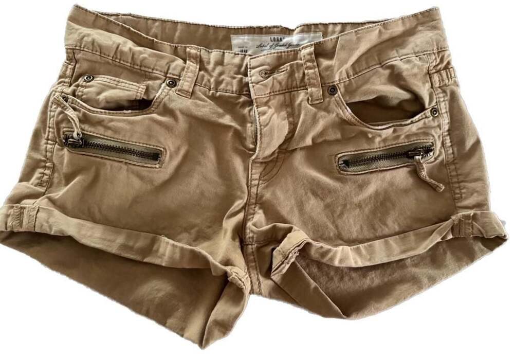 H&M L.O.G.G. Khaki Zipper Pocket Cuffed Shorts Size 4